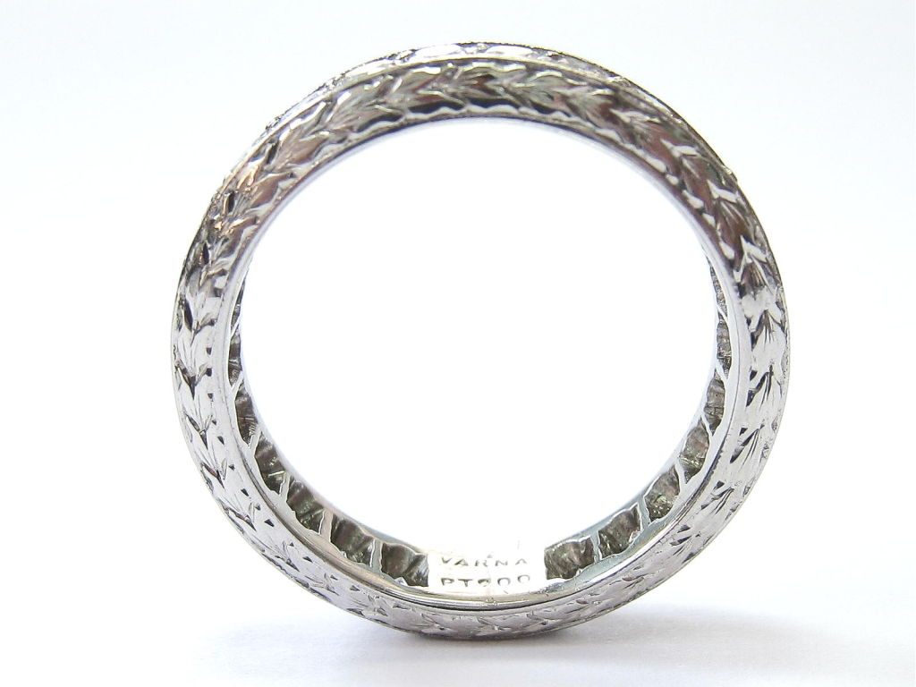 Diamond and Platinum Engaved Band by Varna