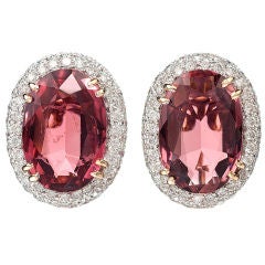 Pink Tourmaline and Diamond Earrings