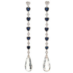 Rock Crystal, Sapphire and Diamond Drop Earrings