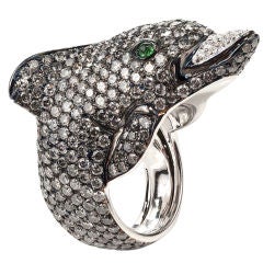 Whimsical Diamond Dolphin Ring