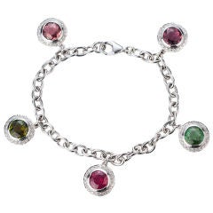 Tourmaline and Diamond Charm Bracelet