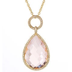 Peach Morganite and Diamond Pendant