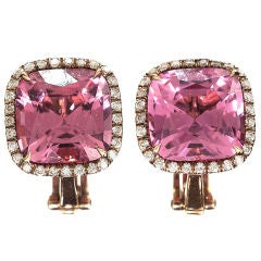 Spinel and Diamond Clip on Earrings