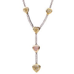 Fancy Colored Heart Shaped Diamond Pendant Necklace