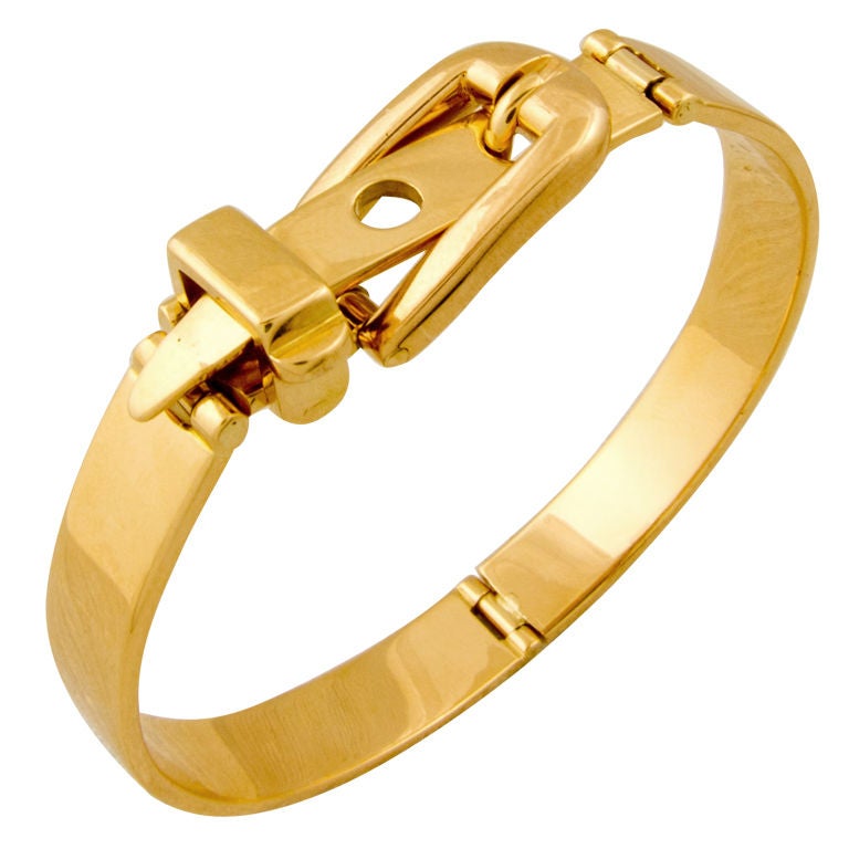 Gold Gucci Buckle Bangle For Sale