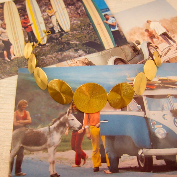 Gold Concentric Circle Bracelet and Earrings