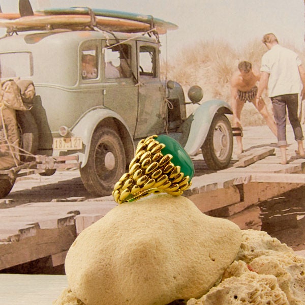 Gold Chrysoprase Ring