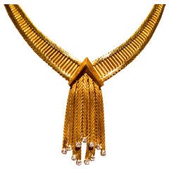 Gold and Diamond Tassel Necklace