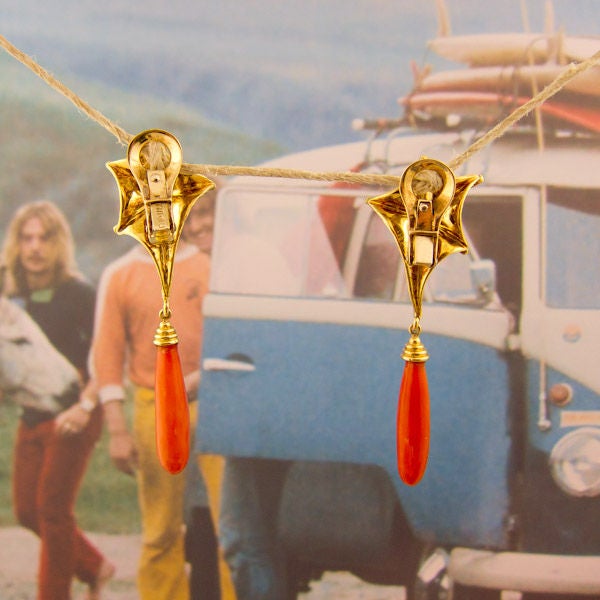 Gold Coral Cipullo Earrings