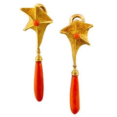 Gold Coral Cipullo Earrings