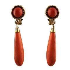 Vintage Elegant Dangling Coral Earrings
