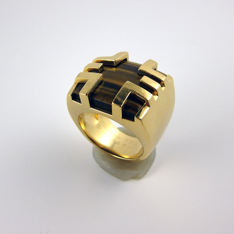 CARTIER PARIS Gold Tiger's Eye  Ring
