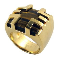 CARTIER PARIS Gold Tiger's Eye  Ring