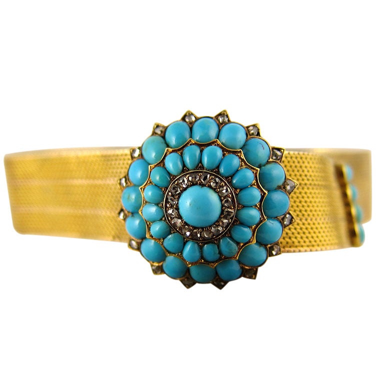 Gold Turquoise Slide Bracelet For Sale