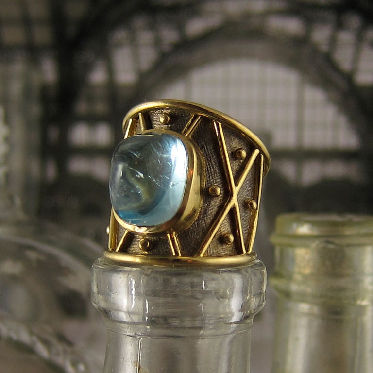 ELIZABETH GAGE Gold Aquamarine Ring