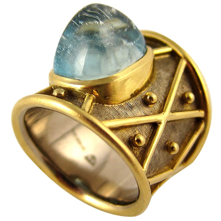 ELIZABETH GAGE Gold Aquamarine Ring at 1stdibs