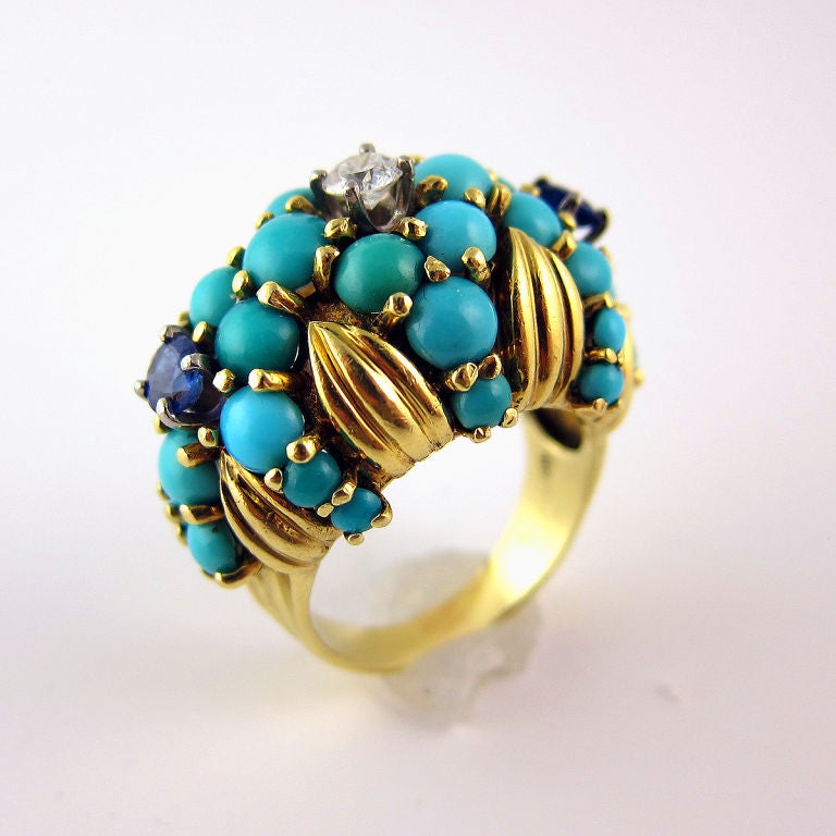Chic Turquoise and Diamond Ring