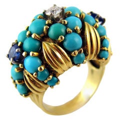 Chic Turquoise and Diamond Ring