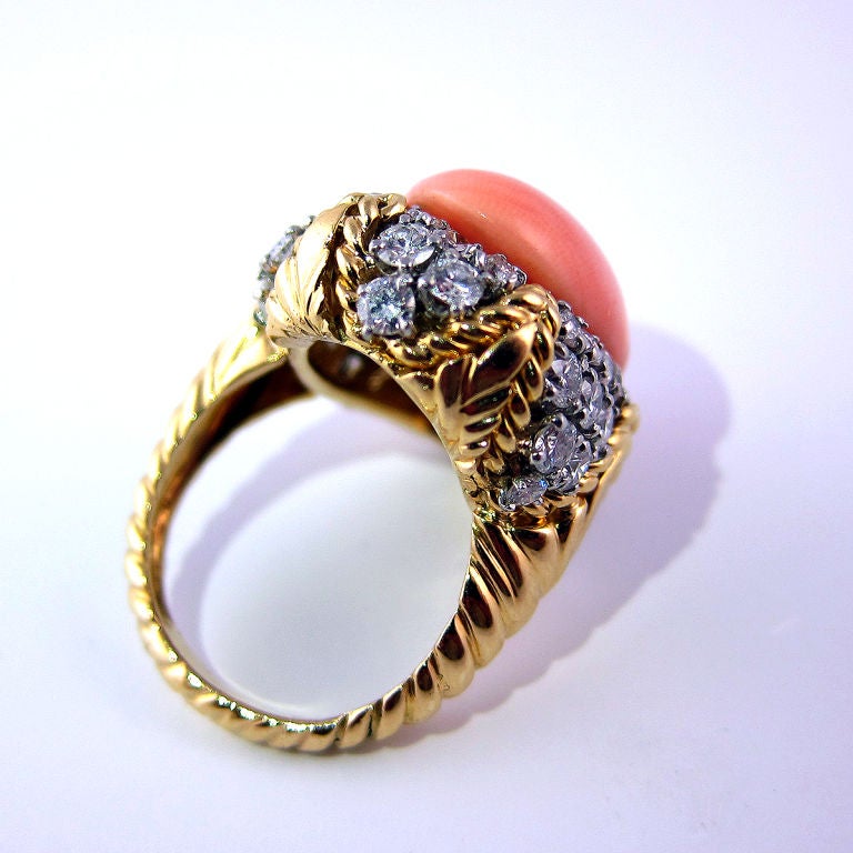 VAN CLEEF & ARPELS Coral Diamond Ring For Sale 1