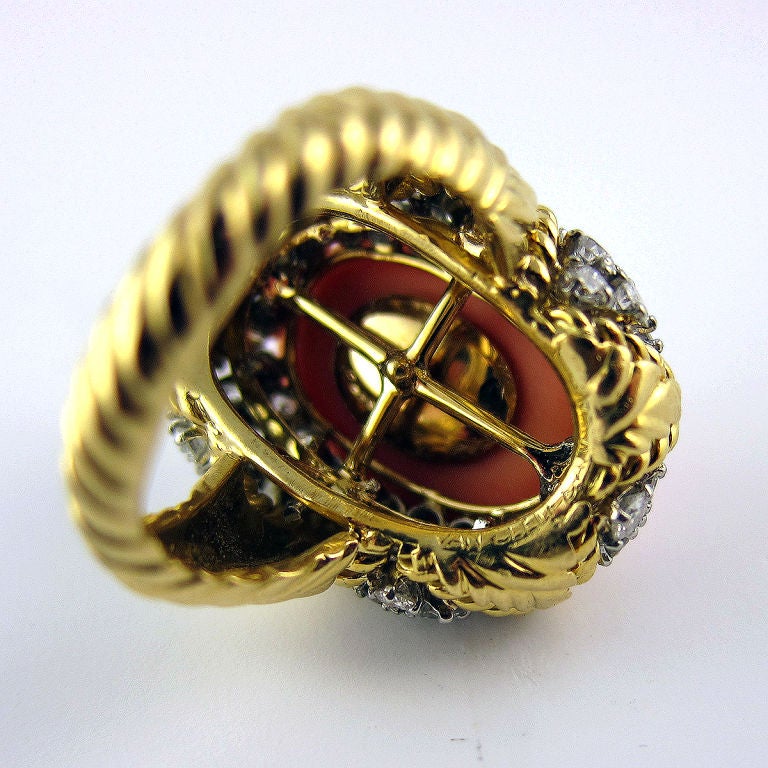 VAN CLEEF & ARPELS Coral Diamond Ring For Sale 2