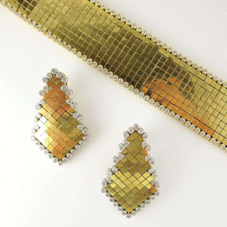 ALETTO BROS Gorgeous Gold Diamond Bracelet and Earrings