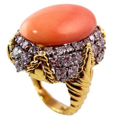 Vintage VAN CLEEF & ARPELS Coral Diamond Ring