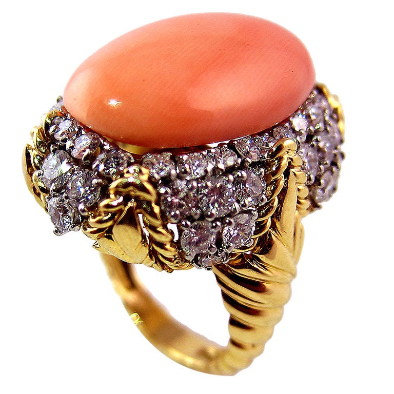 VAN CLEEF & ARPELS Coral Diamond Ring For Sale