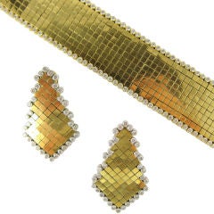 Vintage ALETTO BROS Gorgeous Gold Diamond Bracelet and Earrings