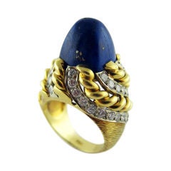 Gold Lapis Lazuli Diamond Ring