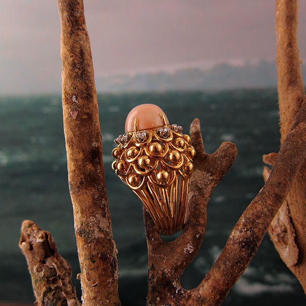 Angel Skin Coral David Webb Ring