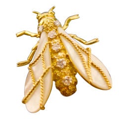 Vintage Gold and Diamond Chaumet Fly Pin