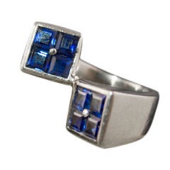 Palladium and Sapphire Crossover Ring
