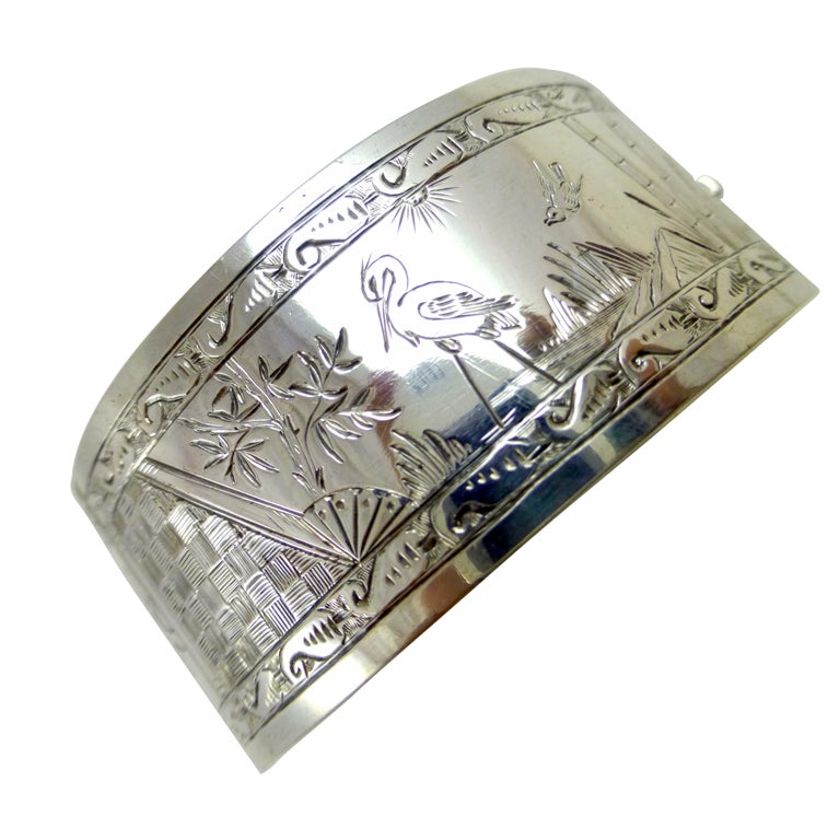 Sterling Silver Aesthetic Movement Cuff/Bangle Bracelet