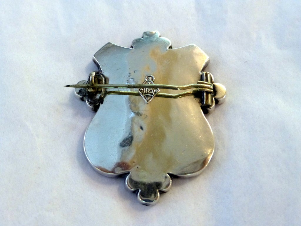 Women's or Men's Large Victorian Sterling Silver Scottish Agate Brooch