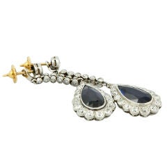 Antique Charming Edwardian Sapphire and Diamond Ear Pendants