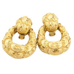 DAVID WEBB Gold "Door Knocker" Ear Clips