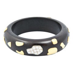 Vintage WOOD Diamond Bangle Bracelet