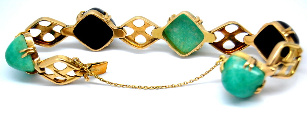 beautiful cabochon onyx and turquoise bracelet.