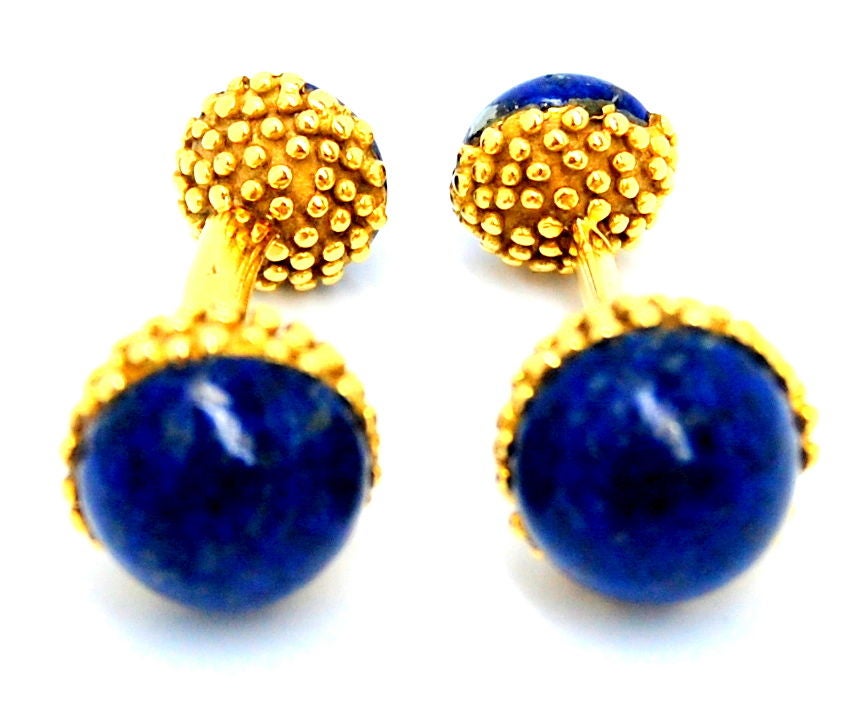 18K Gold Tiffany & Co. Cufflinks with Lapis-lazuli gemstones