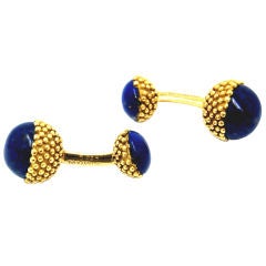 18K Gold Tiffany & Co. Cufflinks with Lapis-lazuli gemstones