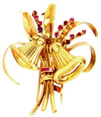 Van Cleef and Arpels 18K Gold and Ruby Brooch