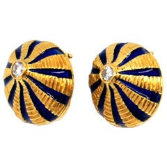 TIFFANY SCHLUMBERGER Yellow Gold Earrings with Diamonds & Enamel
