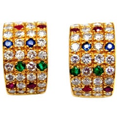 Van Cleef and Arpels Diamond Emerald Ruby Sapphire Earrings