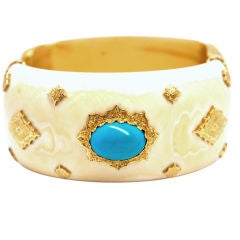 Buccellati Ivory and Turquoise 18K Gold Bracelet