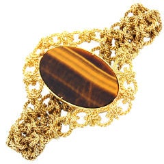 French Tigers Eye 18K Gold Bracelet