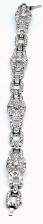 A dazzling Edwardian era bracelet with a beautiful pattern of Diamonds set in Platinum.
