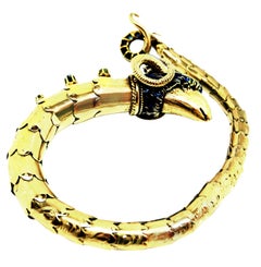 Ram's Head Bracelet with Enamel, Sapphire, and Diamonds