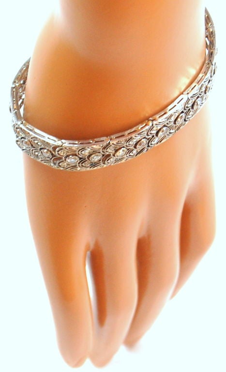 Women's Diamond Platinum Art Deco French Bracelet