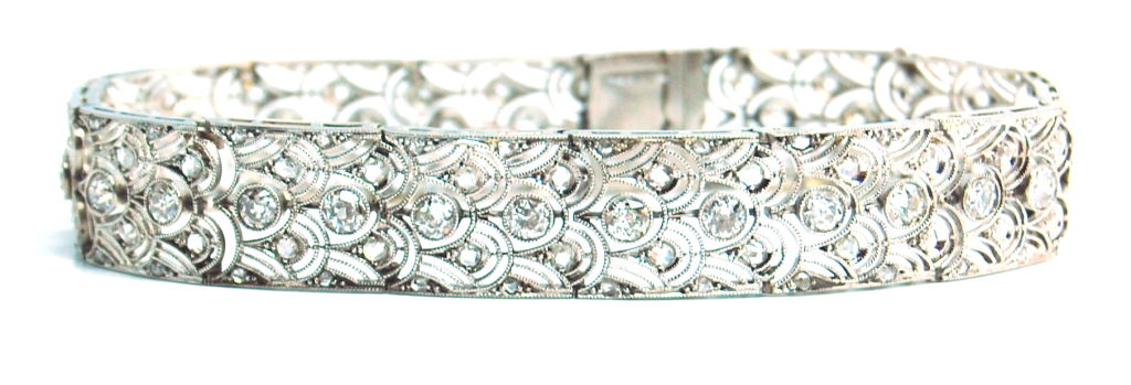 Diamond Platinum Art Deco French Bracelet 1