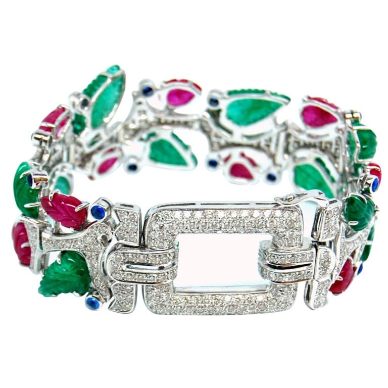 "Tutti Frutti" Ruby, Diamond, Emerald, and Sapphire Bracelet